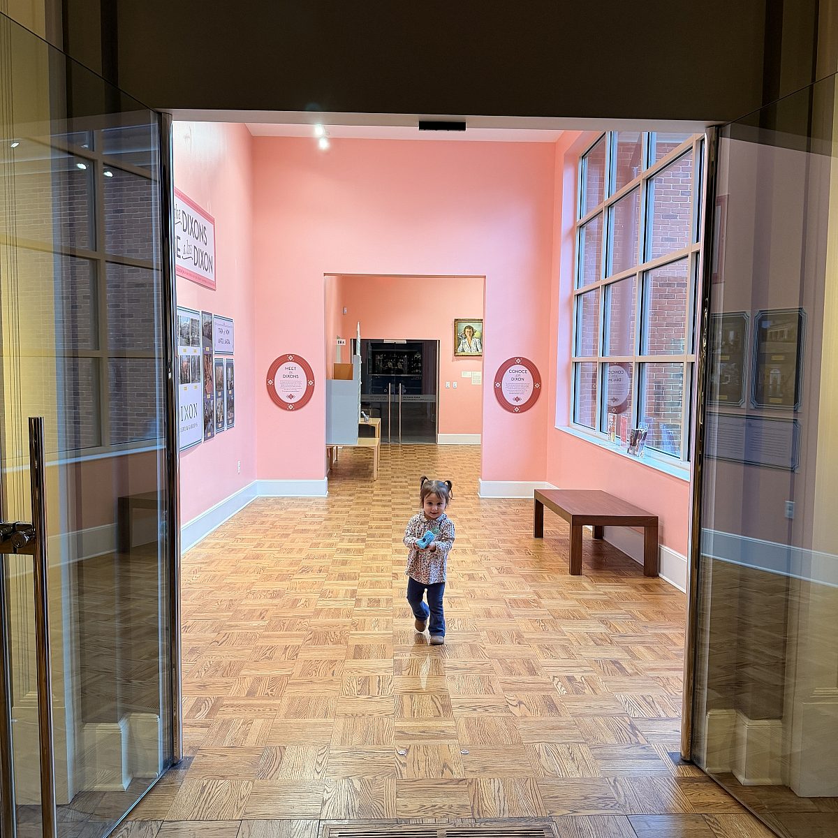 2 year old playing in the interactive gallery