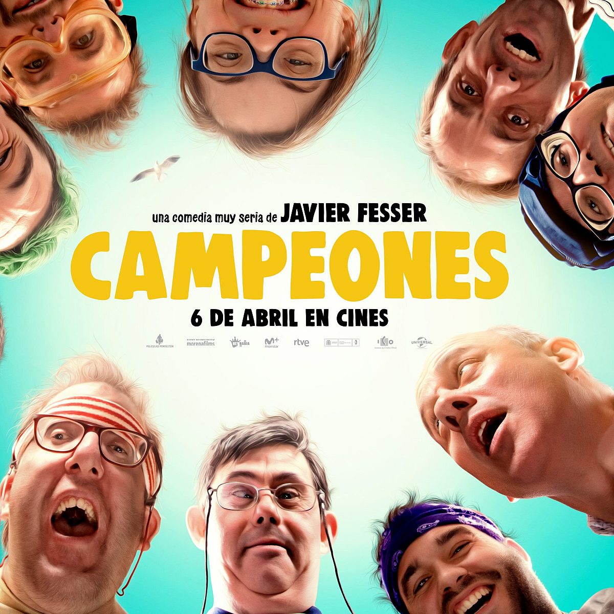Campeones Cartel movie poster with people looking down