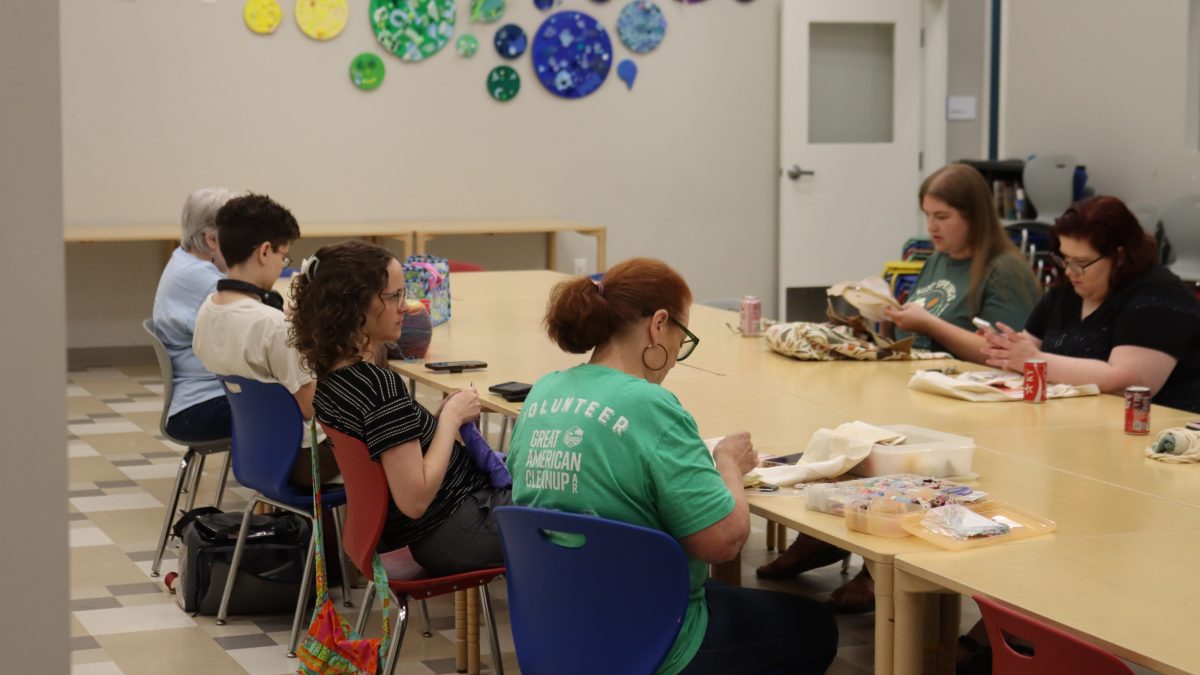 Fiber Artists working on their projects and chatting