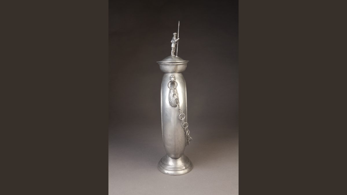 Unknown maker, Gustavus Adolphus Unknown maker, Gustavus Adolphus Commemorative Vessel (side view), ca. 17th/ 18th century. Pewter. Dixon Gallery and Gardens; Gift of Dr. and Mrs. Justin H. Adler, 1991.DA.10.80a,b  Vessel (side view), ca. 17th/ 18th century. Pewter. Dixon Gallery and Gardens; Gift of Dr. and Mrs. Justin H. Adler, 1991.DA.10.80a,b