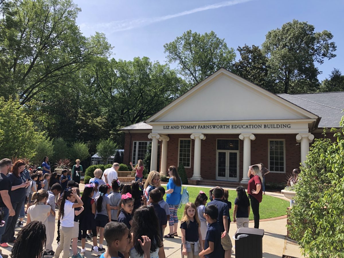 School Group Gathered Outside The Farnsworth Building