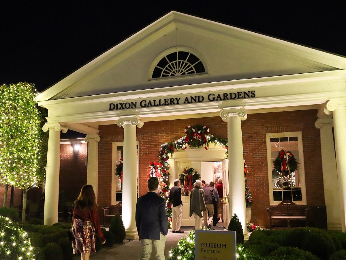 Museum entrance holiday lights membership