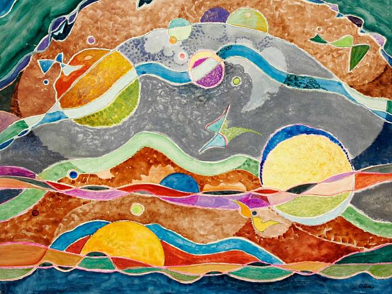 painting by Stevens Will Henry called Abstract with Circles