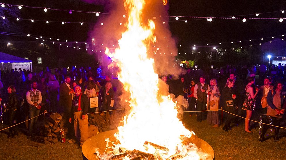 Art on Fire photo of lit cauldron on the South Lawn